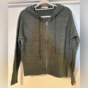 Zenana Forest Green Zip-Up Cardigan